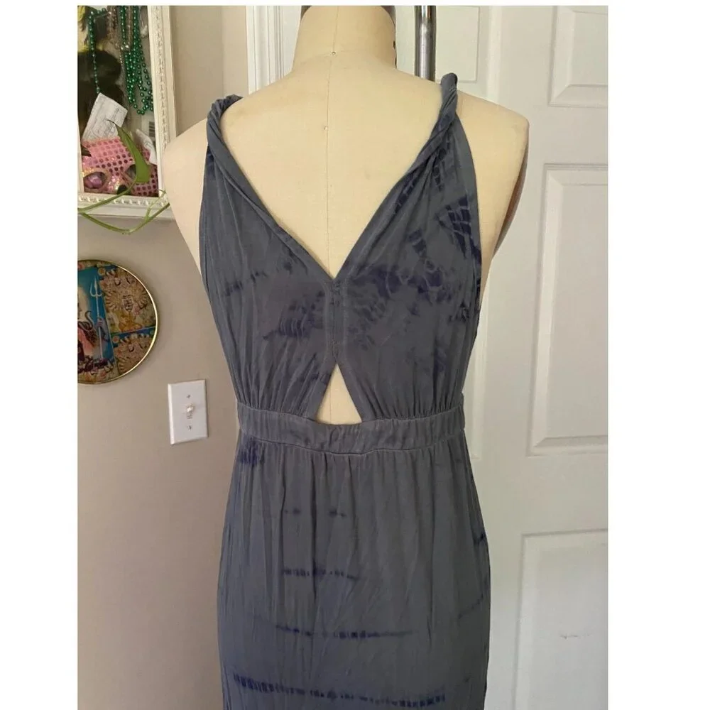 URBAN OUTFITTERS Blue Tie-Dye stretch Empire Waist Goddess MAXI Dress *SMALL* - Picture 5 of 6